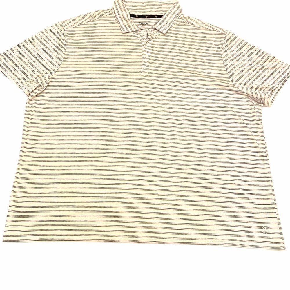 Zelos Men's Striped Polo Shirt – XXL – Beige/White – EUC